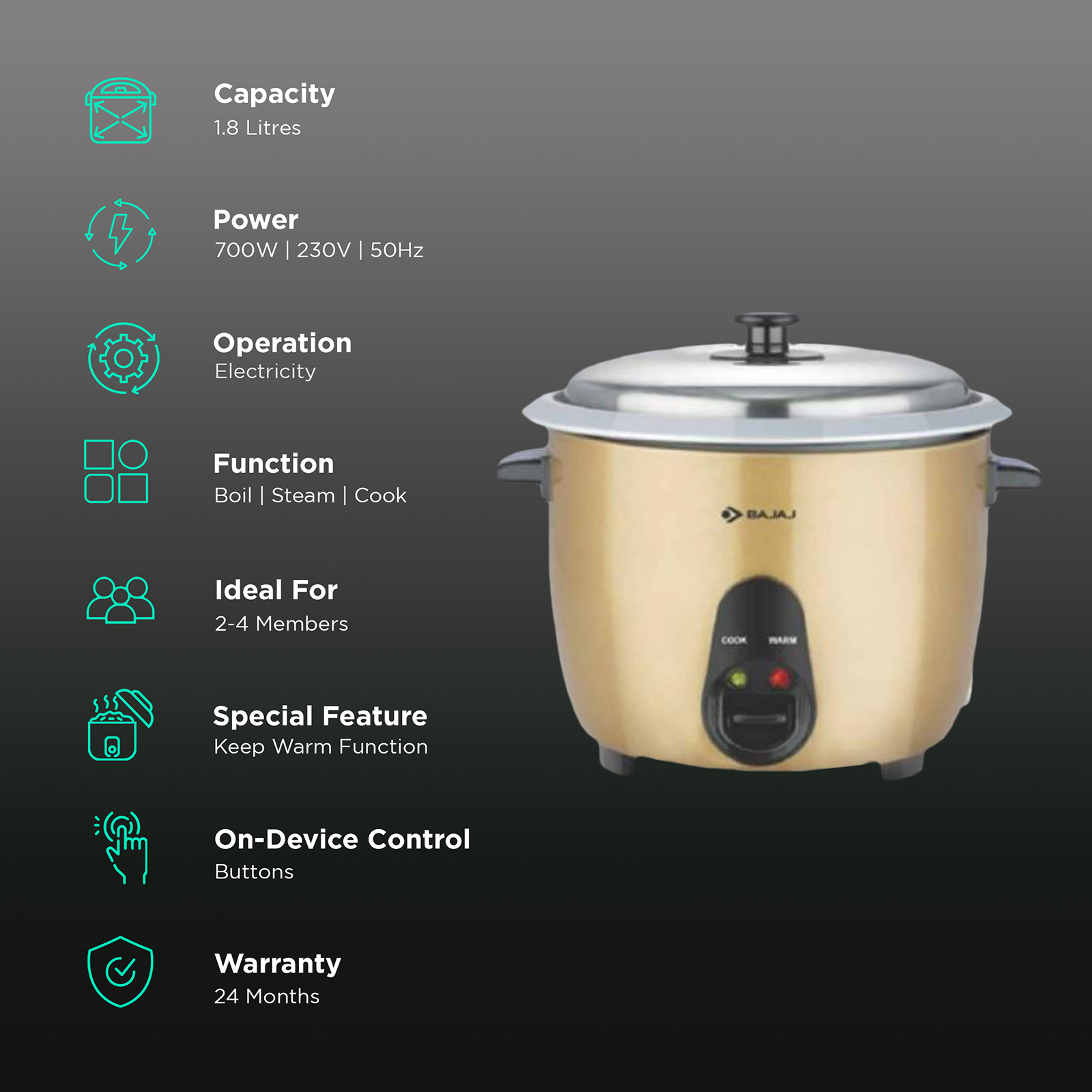 Bajaj rice online cooker 1 litre